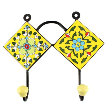 Yellow Floral Ceramic Tile Hook Online